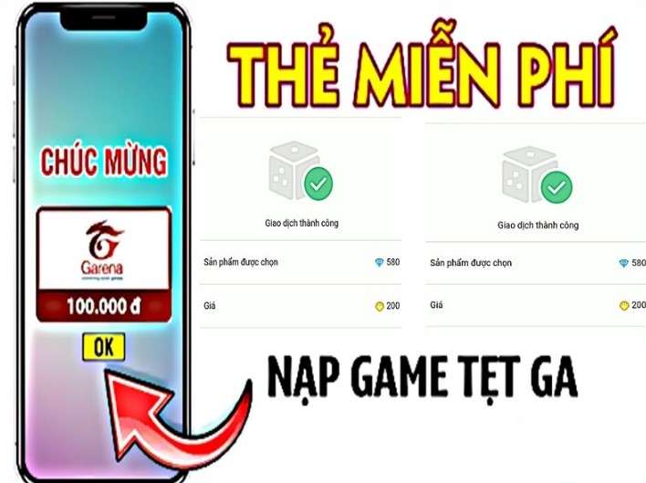 Thẻ Garena miễn phí mệnh giá 500K, 200K, 100K, 50K, 20K