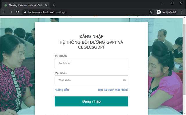 taphuan.csdl.edu.vn đăng nhập tập huấn, Bồi dưỡng giáo viên 03/2023